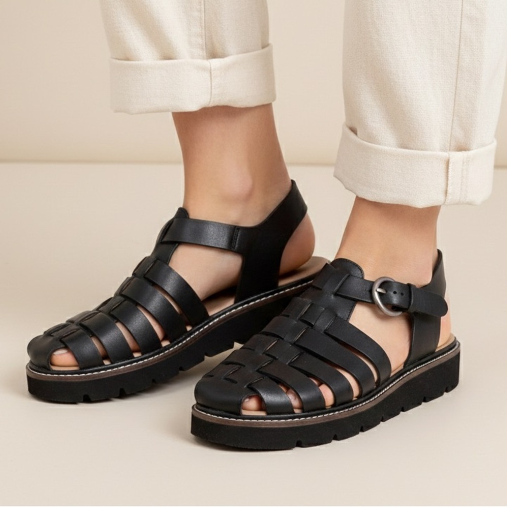 Anthropologie Black Strappy Sandals